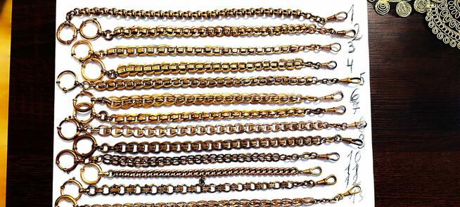 Dewizki stare do zegarków kieszonkowych złocone 18 K złotem