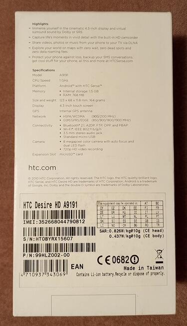 Telefon HTC Desire HD.