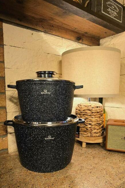 Komplet dwóch dużych garnków marmurkowych szare i czarne 179