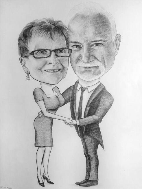 Portret ze zdjęcia ołówkiem, karykatura, prezent