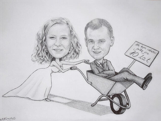 Portret ze zdjęcia ołówkiem, karykatura, prezent