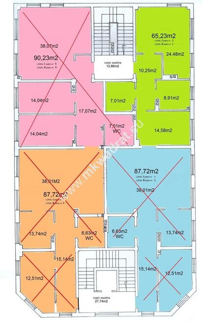 4 pokoje biurowe 65m2, MEDIA , 3 m-ca parking