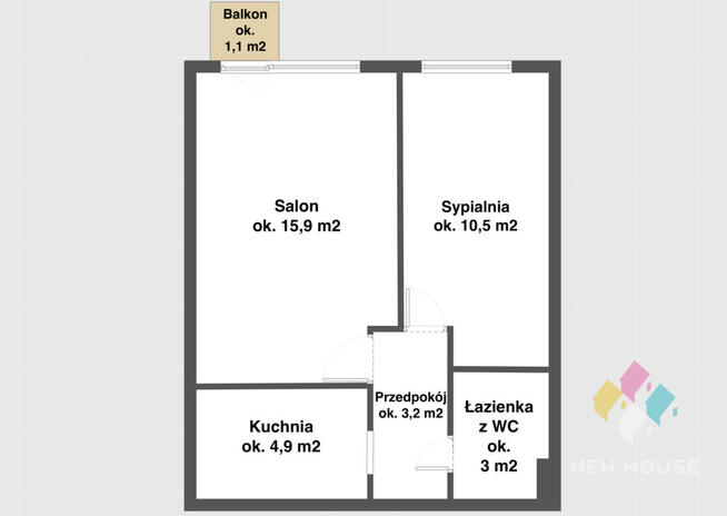 Jagiellońska, 37,5 m2, 2 pok., do remontu, balkon
