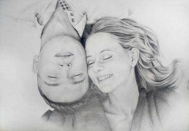 Portret ze zdjęcia ołówkiem, karykatura, prezent