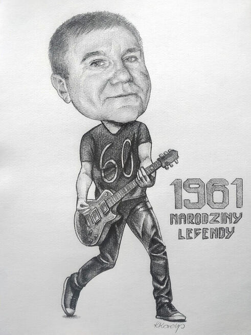 Portret ze zdjęcia ołówkiem, karykatura, prezent