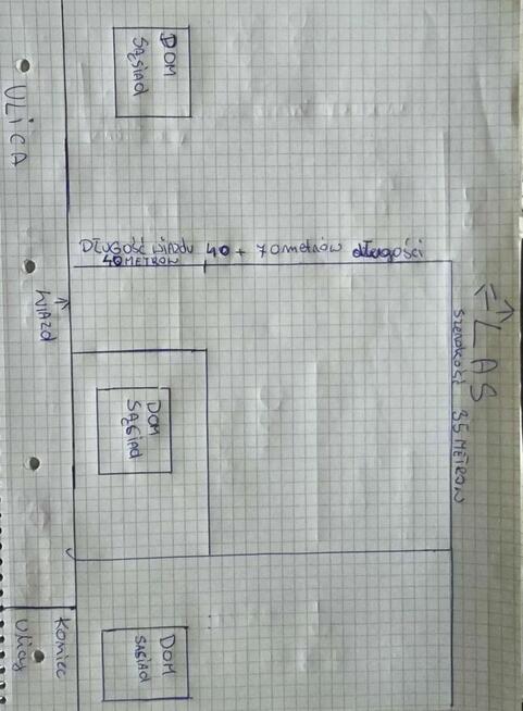 Działka pod budowę domu szeroka długa pod lasem