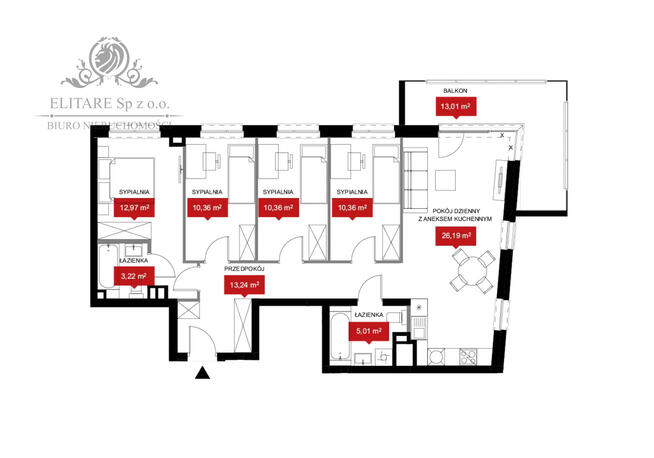 Apartament 91,91m2, 5 pokojowe z balkonem 13,01m2/ widok na rzekę