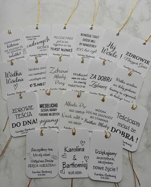 Zawieszki na alkohol wódkę weselną urodzinową personalizowane