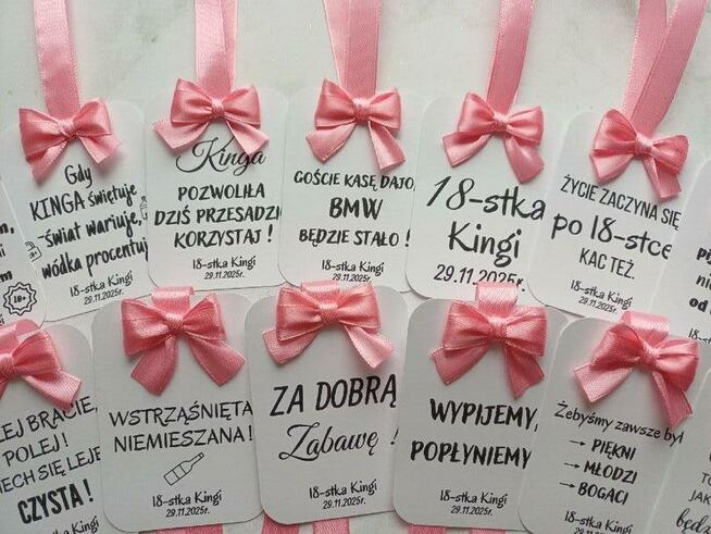 Zawieszki na alkohol 18 30 40 50 60 urodziny personalizowane