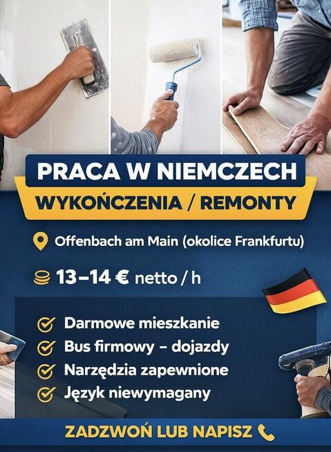 Pracownik wykończenia wnętrz – Niemcy (13–14€ netto/h)