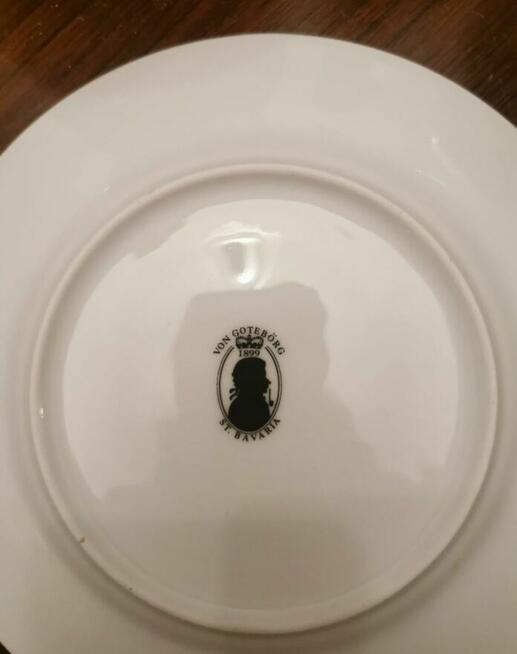 Zestaw kawowy porcelano Karolina 12 osób. Kobalt, platyna