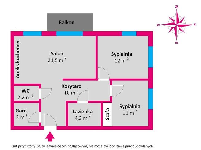 3pokojowe mieszkanie,67m2, garderoba,ul.Olimpijska