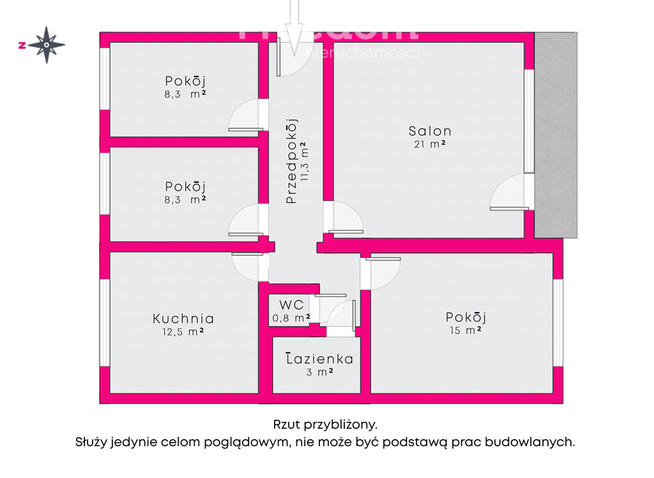 Przestronne 4 pokoje 80,3 m², Konin, ul.Okólna