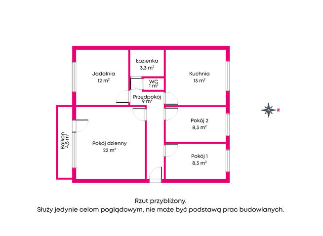 Przestronne 4 pokoje 80,3 m², Konin, ul.Okólna