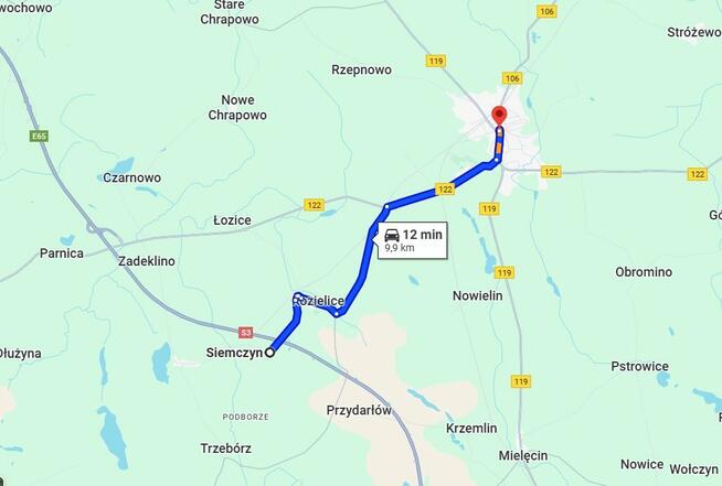 Działka Siemczyn gm. Kozielice