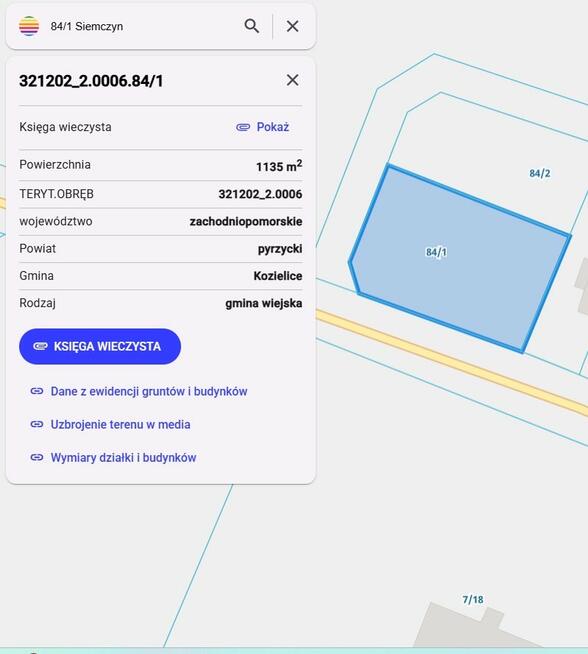Działka Siemczyn gm. Kozielice
