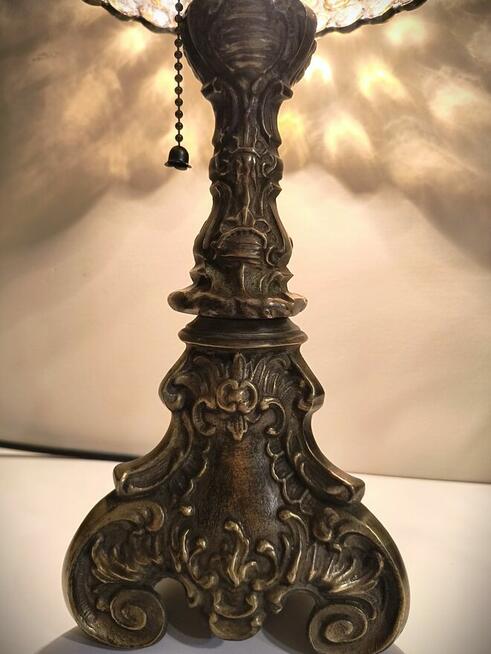 Piękna lampa witrażowa mosiądz kaboszon