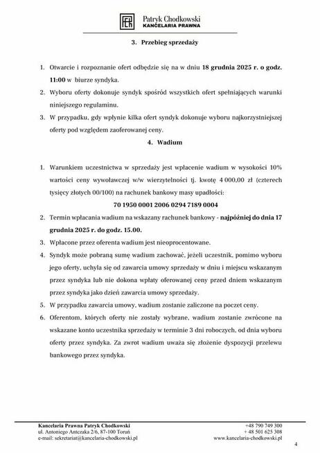 Syndyk sprzeda wierzytelność