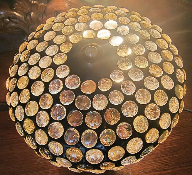 Piękna lampa witrażowa mosiądz kaboszon