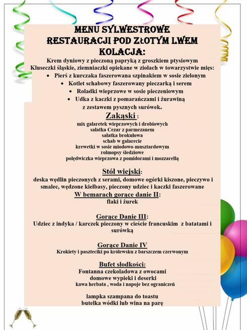 Sylwester w Restauracji Pod Złotym Lwem