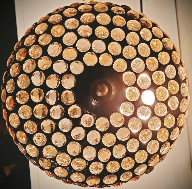 Piękna lampa witrażowa mosiądz kaboszon