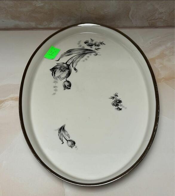 Patera z czarnymi tulipanami. Półmisek. Sygnatura numerycz