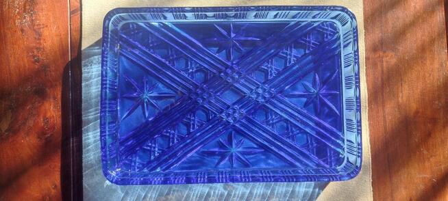 Taca, patera - szkło barwione, kobaltowe - 2szt/kpl