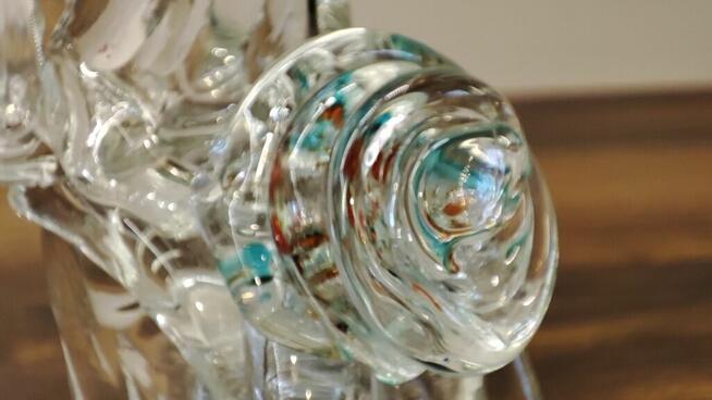 Serwetownik szklany w kształcie bucika - lata 70