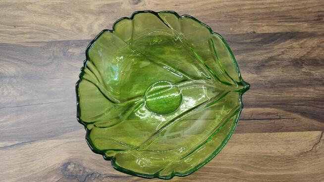 Miska szklana - liść kapusty, szkło barwione Vintage