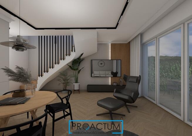 Nowoczesny dom szeregowy z ogródkiem i garażem