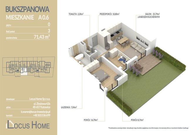 Mieszkanie 3-pokojowe Katowice ulica Bukszpanowa