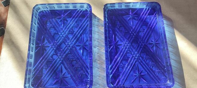 Taca, patera - szkło barwione, kobaltowe - 2szt/kpl