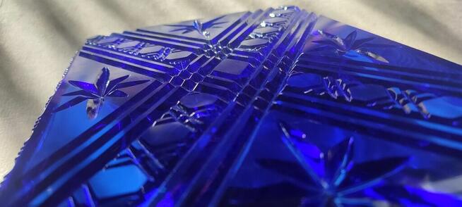 Taca, patera - szkło barwione, kobaltowe - 2szt/kpl