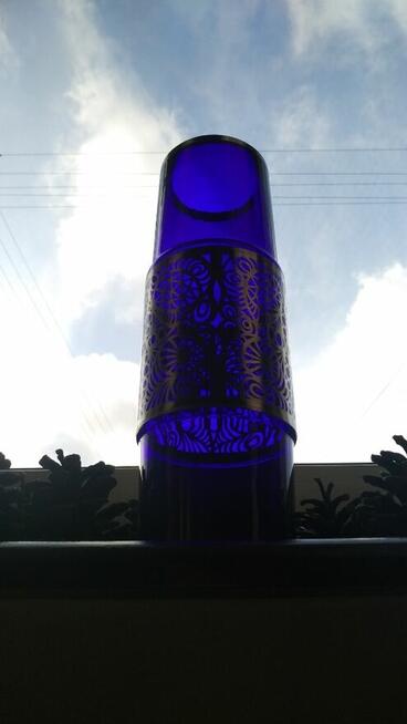 Wazon - niebieskie szkło i stal nierdzewna