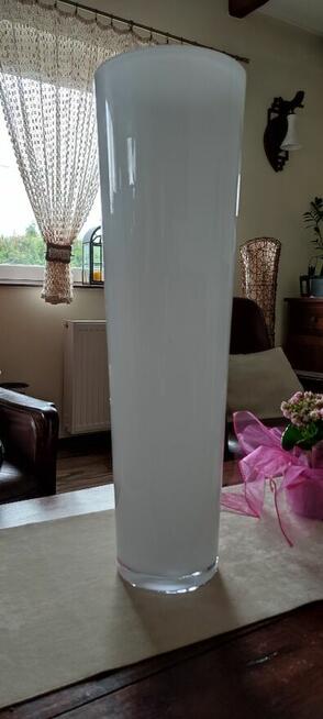 Wazon z białego i przezroczystego szkła - 60cm