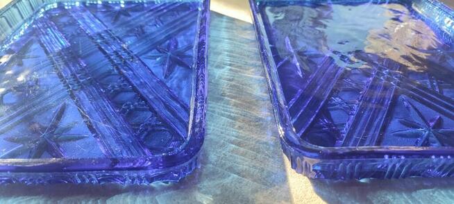 Taca, patera - szkło barwione, kobaltowe - 2szt/kpl