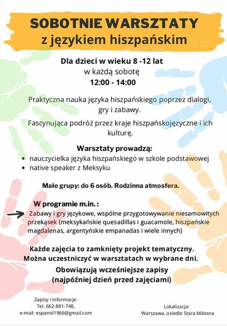 Sobotnie warsztaty z językiem hiszpańskim dla dzieci.
