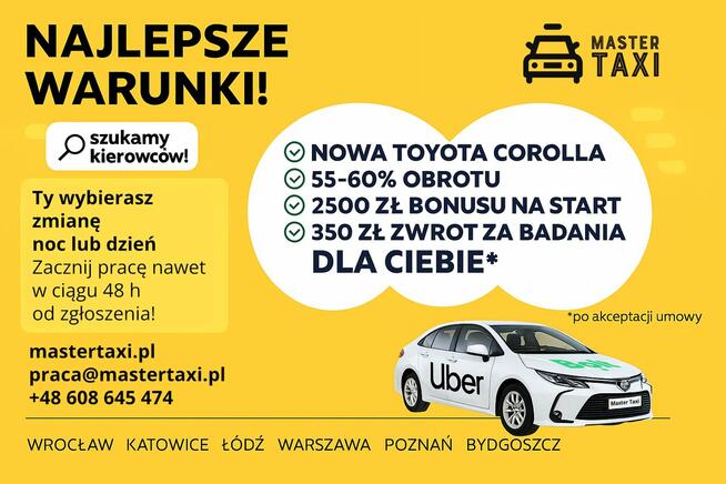 Kierowca Taxi BOLT/UBER - Elastyczny grafik!