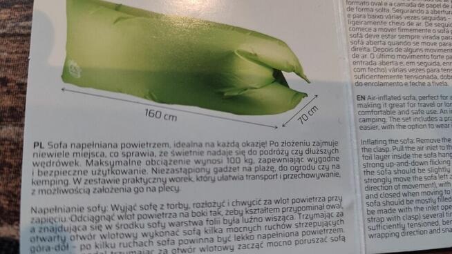 Sofa dmuchana powietrzem 160x70cm