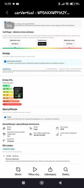 Ford Kuga 1,5 diesel 120km automat 2018r