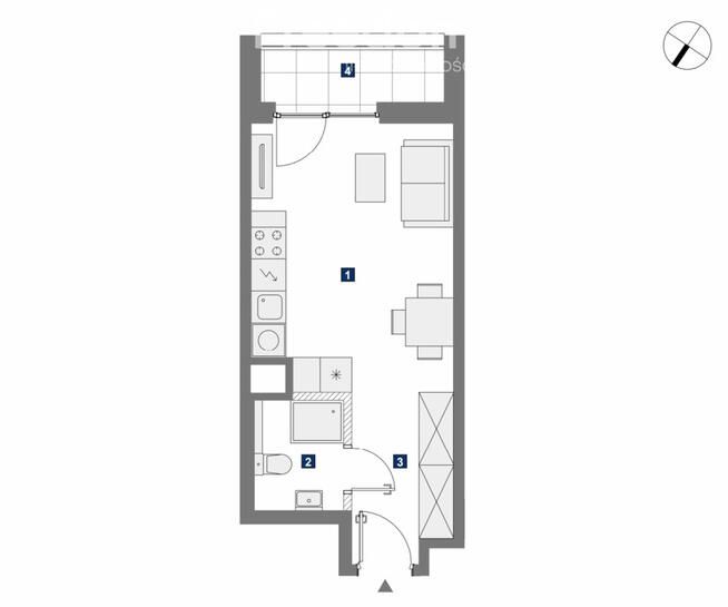 Nowoczesne studio z balkonem | Mokotów