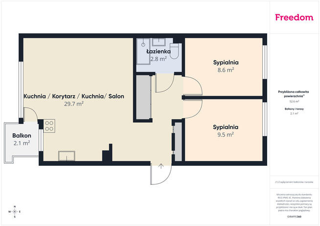 Dwustronne 3 pokoje z loggią – pełne wyposażenie