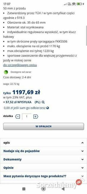Zestaw zawieszenia gwintowanego FK VW Golf 5 nowy
