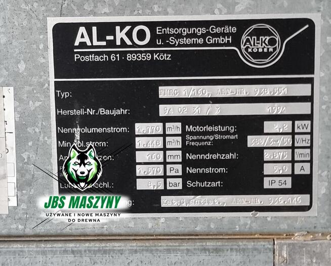 Odciąg trocin pyłu ALKO FMRG 1/160