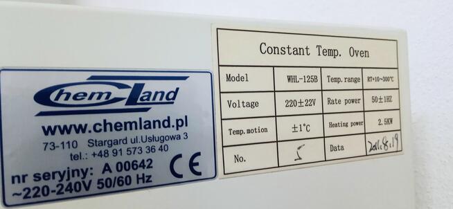 Suszarka laboratoryjna WHL-125B moc 2,5 kW, temp. do 300