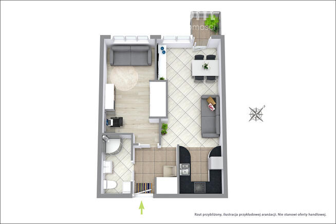 Mokotów/2 pok. balkon/Ładny widok na zieleń