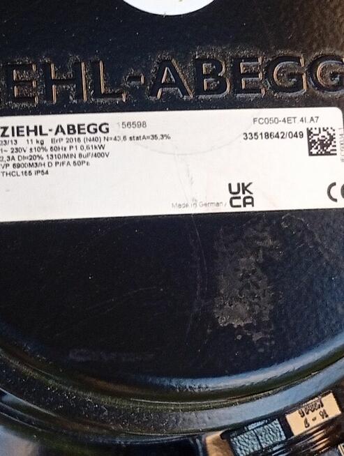 Sprzedam wentylator kominowy.Ziehl-Abegg fi 50 cm - FC050-4E