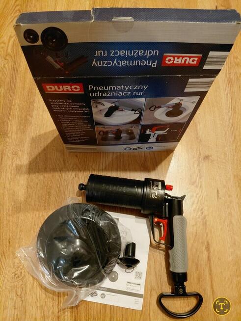 Pneumatyczny udrażniacz rur DURO jak nowy, kompletny zestaw