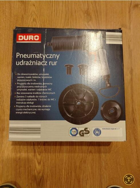 Pneumatyczny udrażniacz rur DURO jak nowy, kompletny zestaw