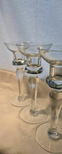 Świecznik szklany wysoki 21,5cm 3szt. elegancki